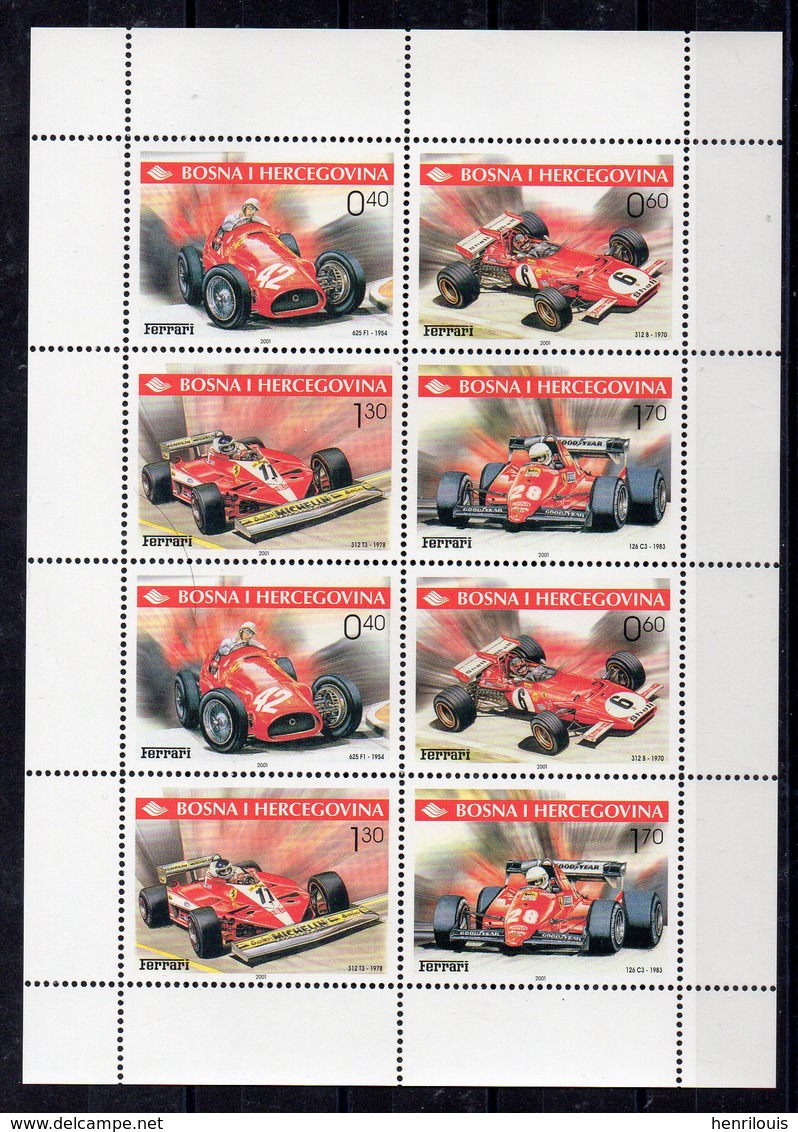 BOSNIE HERZEGOVINE Timbres Neufs ** De 2001  ( Ref 6020 ) Sport Automobile - Ferrari - Bosnie-Herzegovine