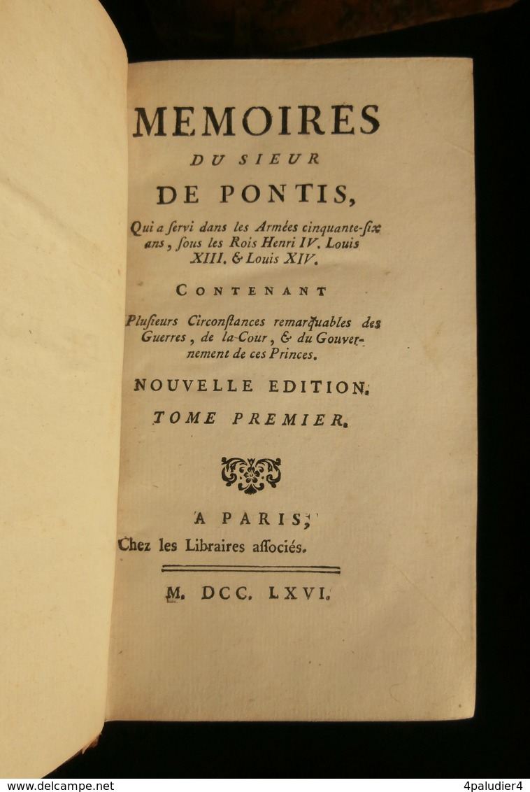 ( Militaria Art Militaire ) MEMOIRES DU SIEUR DE PONTIS Serviteur Des Armées 56 Ans 1766 2 Tomes - 1701-1800