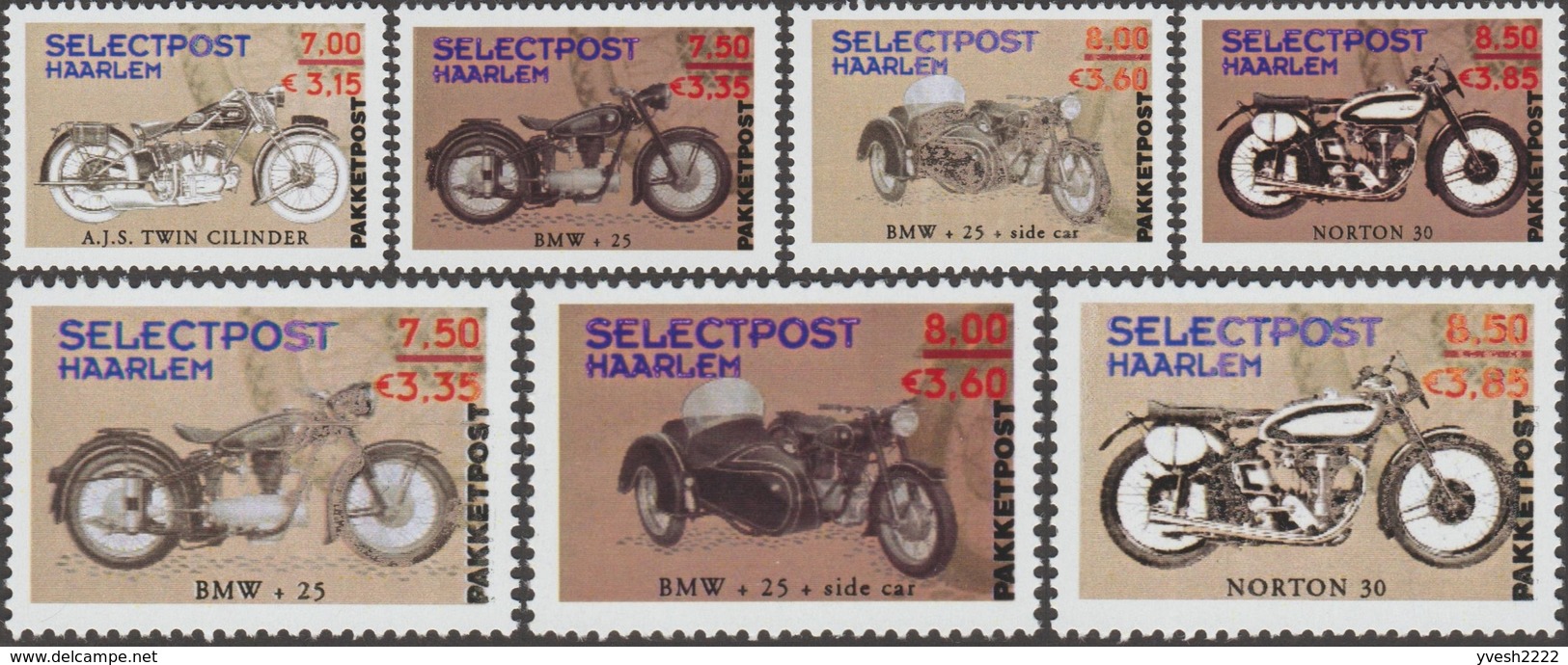 Pays-Bas 2001. Poste Privée Selectpost. Envois De Paquets à Haarlem. Motos Twin Cylinder, BMW Et Norton - Motorbikes