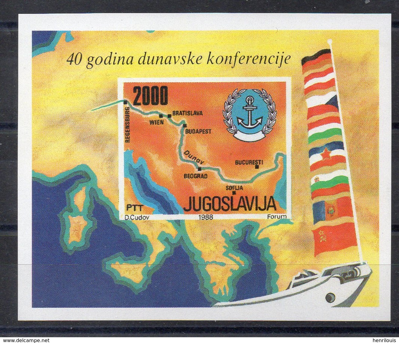YOUGOSLAVIE    Timbre Neuf  **  De 1988    ( Ref 6028 ) Danube - Blocs-feuillets