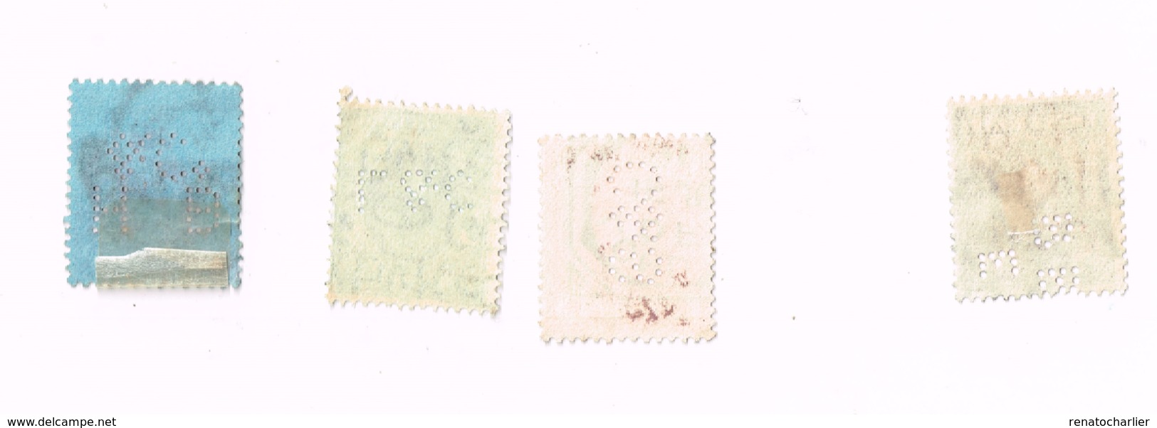 Lot De 4 Timbres Oblitérés,used,gestempelt.Yvert 91,95,166,187 - Perfins