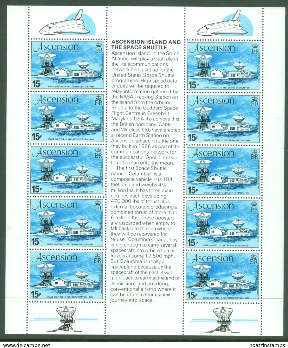 Ascension: 1981   'Space Shuttle' Mission & Opening Of 2nd Earth Station   MNH Sheetlet - Ascension