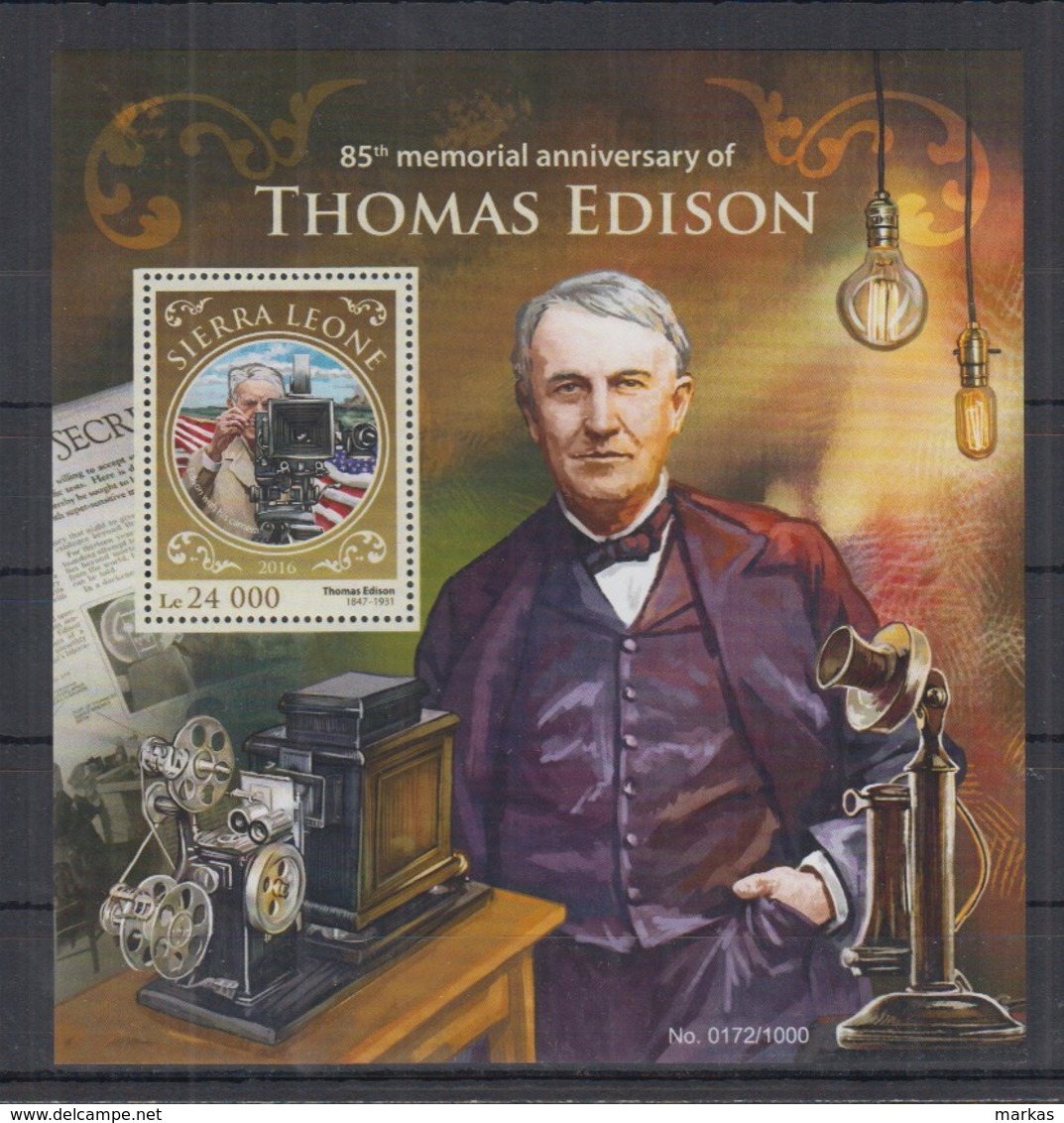 C95. Sierra Leone - MNH - 2016 - Famous People - Thomas Edison - Bl - Autres & Non Classés