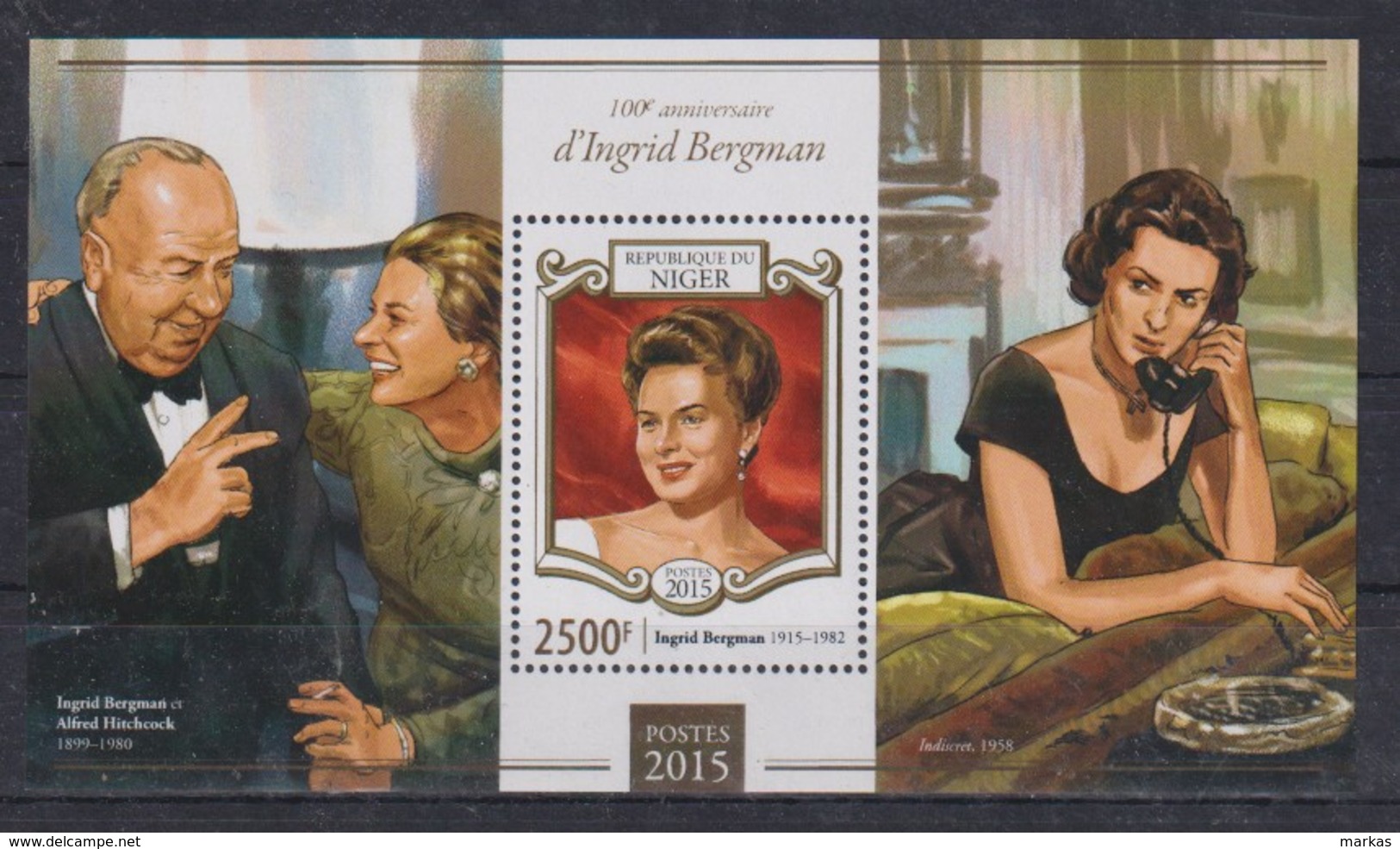 J95. Niger - MNH - 2015 - Famous People - Ingrid Bergman - Bl. - Autres & Non Classés