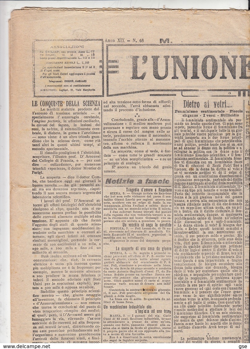 L'UNIONE  SARDA  1907 -  CAGLIARI - Altri & Non Classificati