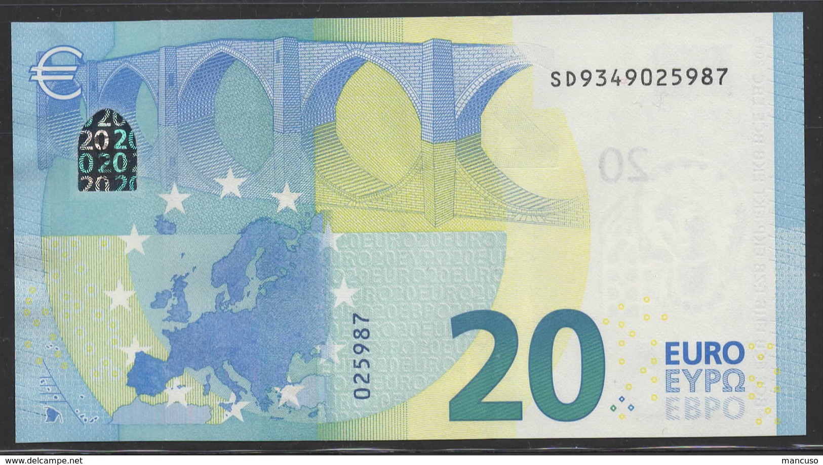 EURO 20  ITALIA SD S017  "34"  DRAGHI  UNC - 20 Euro