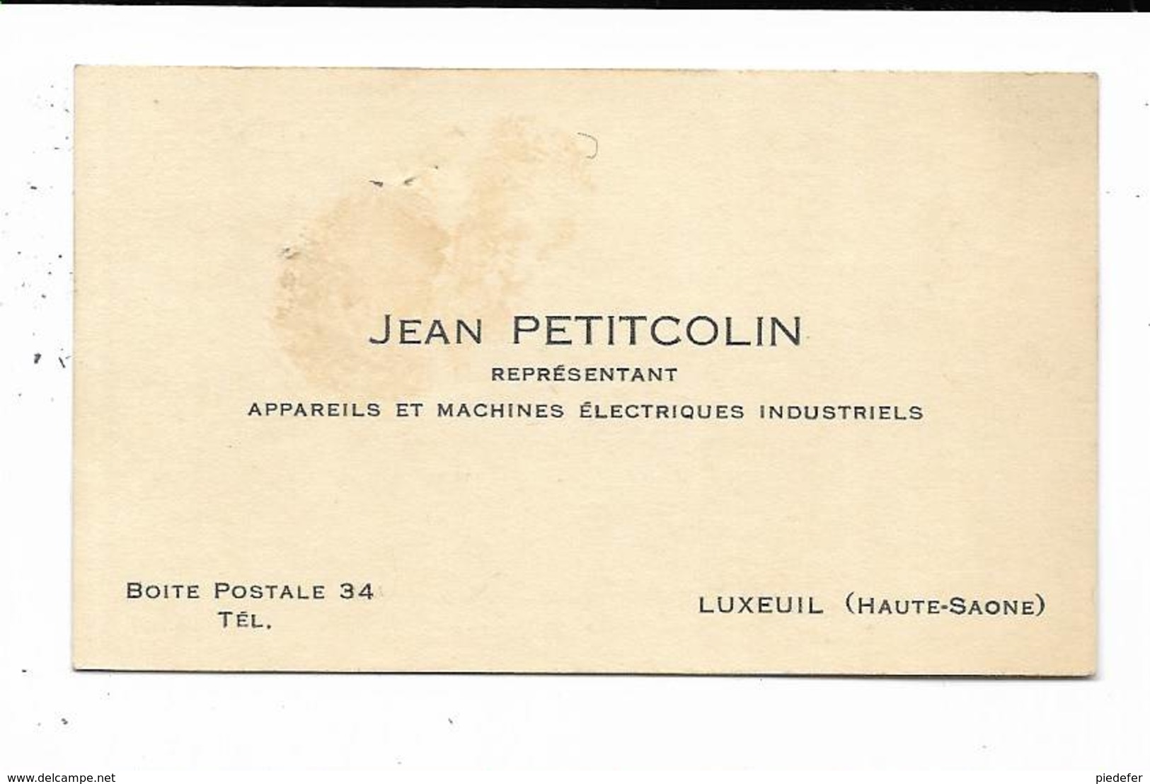 70 - LUXEUIL - Carte De Visite De Jean PETITCOLIN Représentant En Appareils Et Machines électriques Industriels - Luxeuil Les Bains