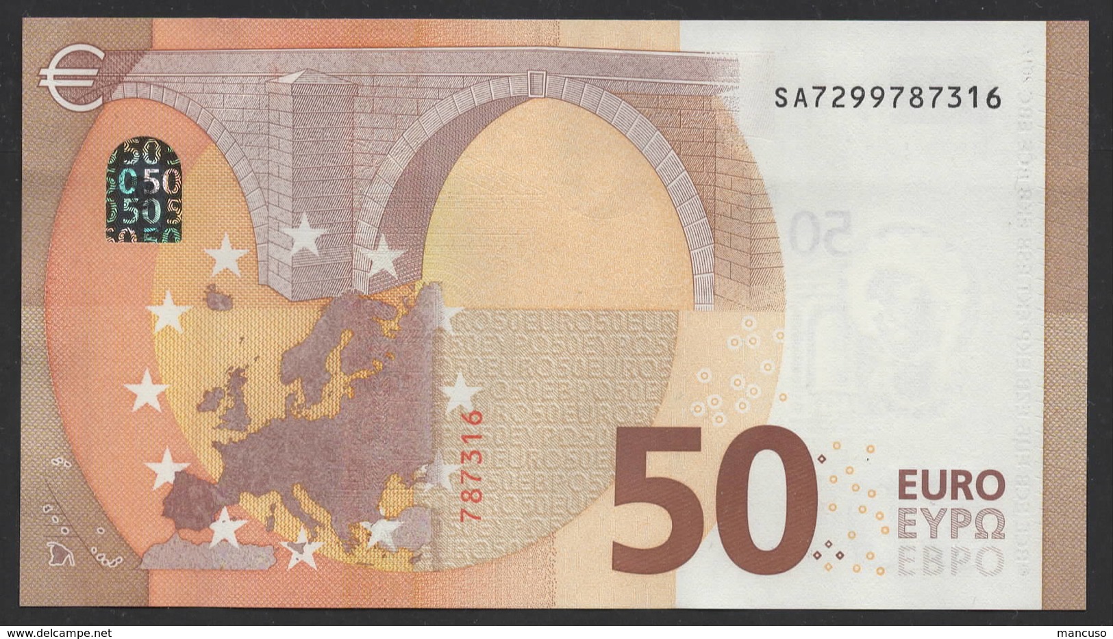 50 EURO ITALIA  SA  S016  Ch. "29"  - DRAGHI   UNC - 50 Euro