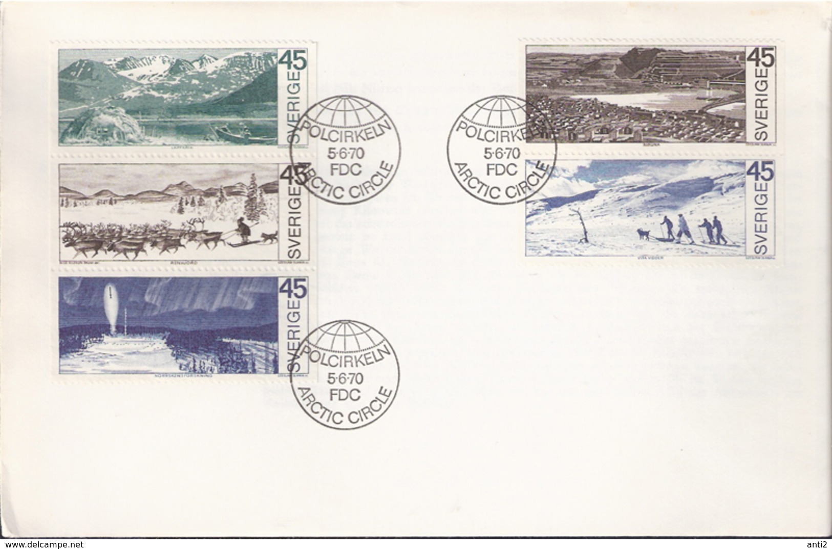 Sweden1970 Northern Sweden - Arctic Circle Area. Mi 676-680 FDC - Briefe U. Dokumente