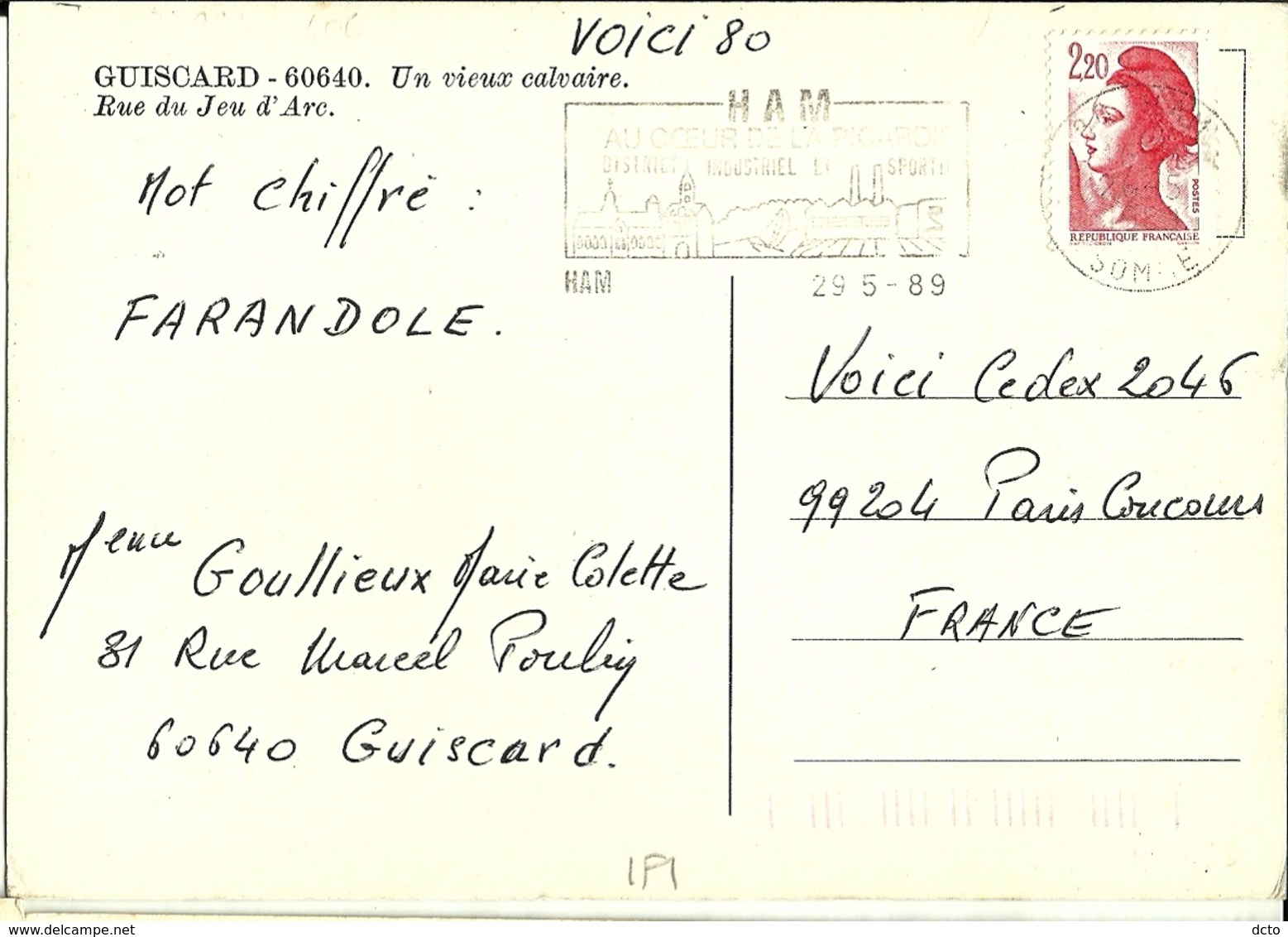 GUISCARD Un Vieux Calvaire Rue Du Jeu D'Arc - Guiscard