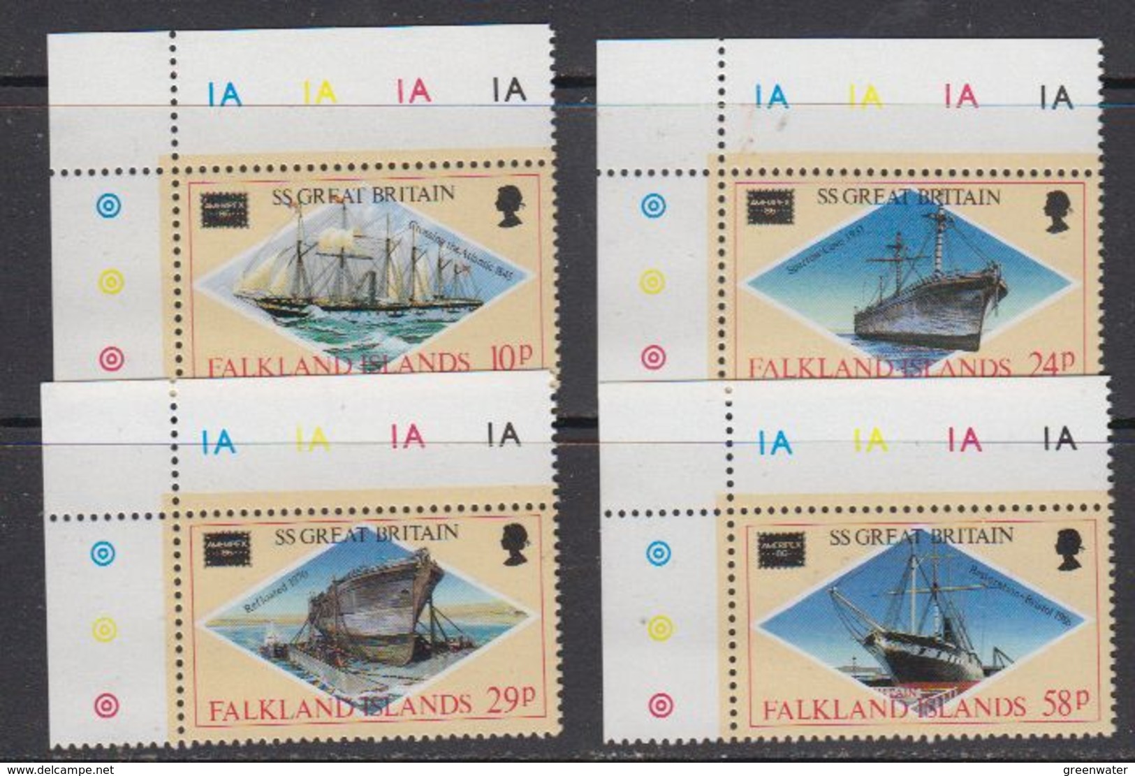 Falkland Islands 1986 Ameripex / Ss Great Britain 4v (corners) ** Mnh (41728C) - Falklandeilanden