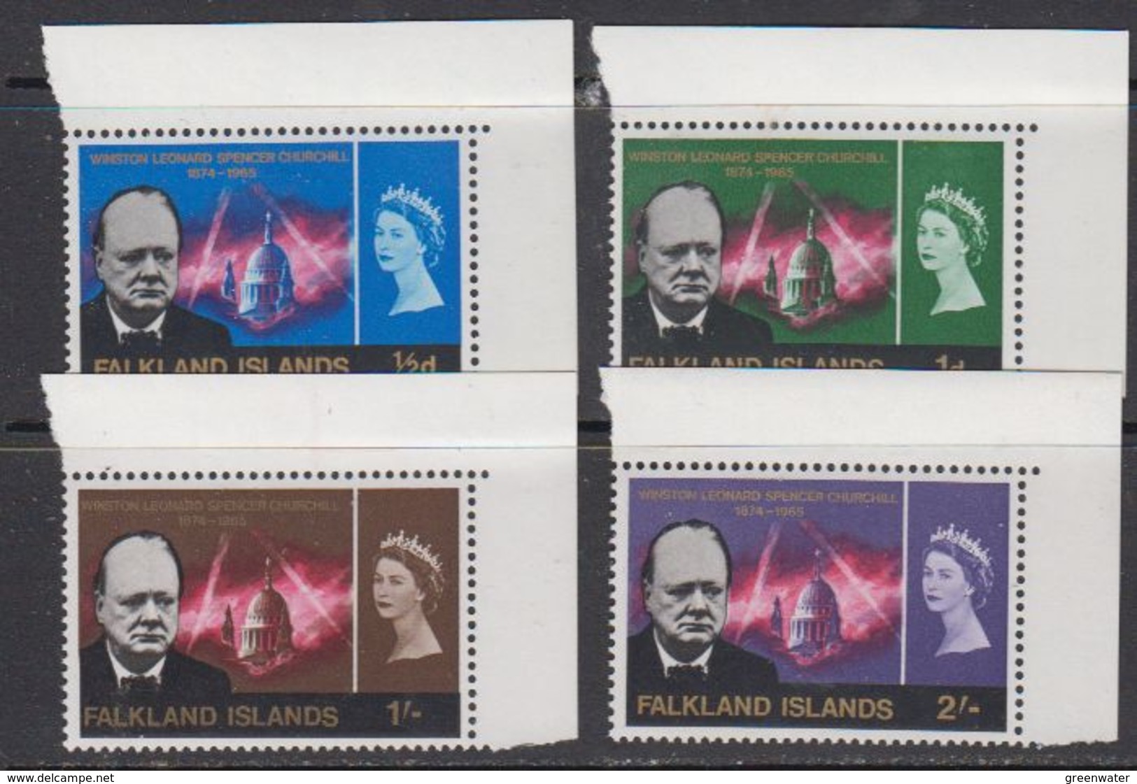 Falkland Islands 1966 Sir Winston Churchill 4v (corners) ** Mnh (41730A) - Falkland Islands
