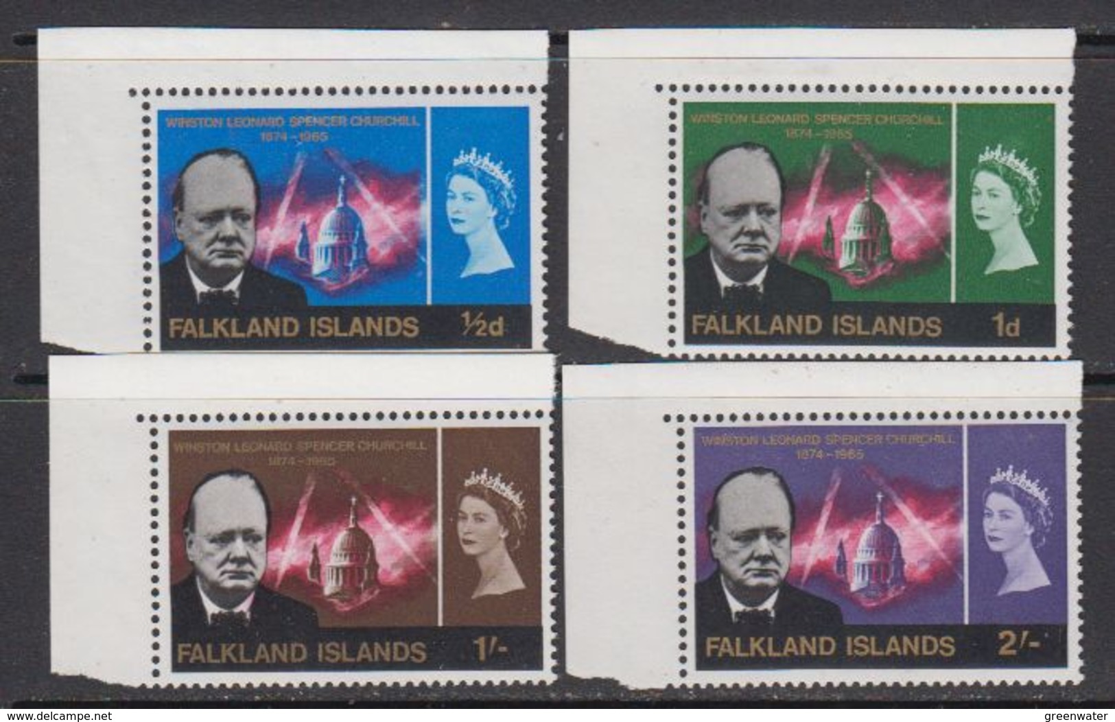 Falkland Islands 1966 Sir Winston Churchill 4v (corners) ** Mnh (41730B) - Falklandeilanden