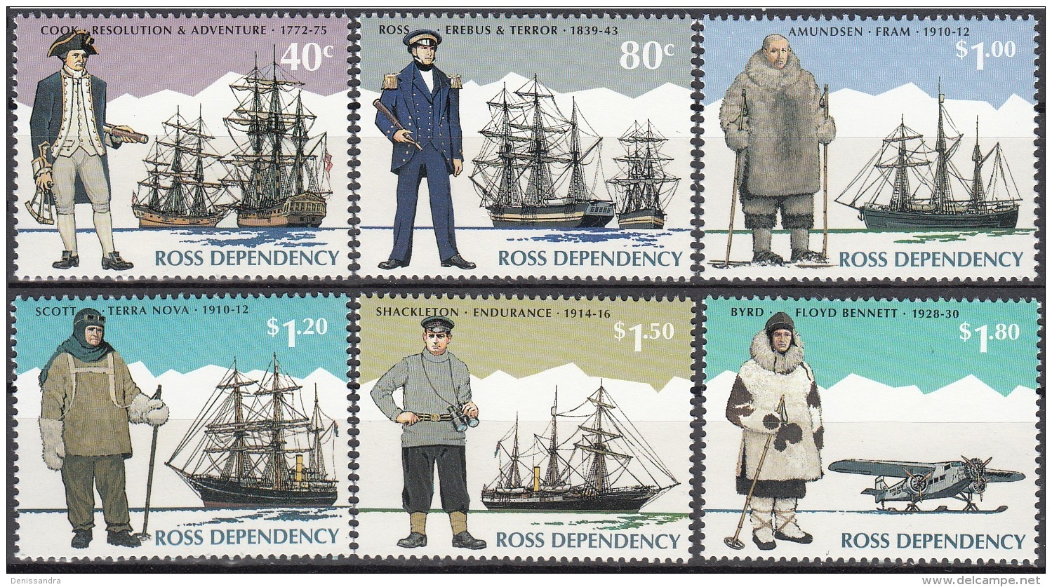 Ross Depency 1995 Michel 32 - 37 Neuf ** Cote (2005) 10.00 Euro Explorateurs Polaires - Unused Stamps