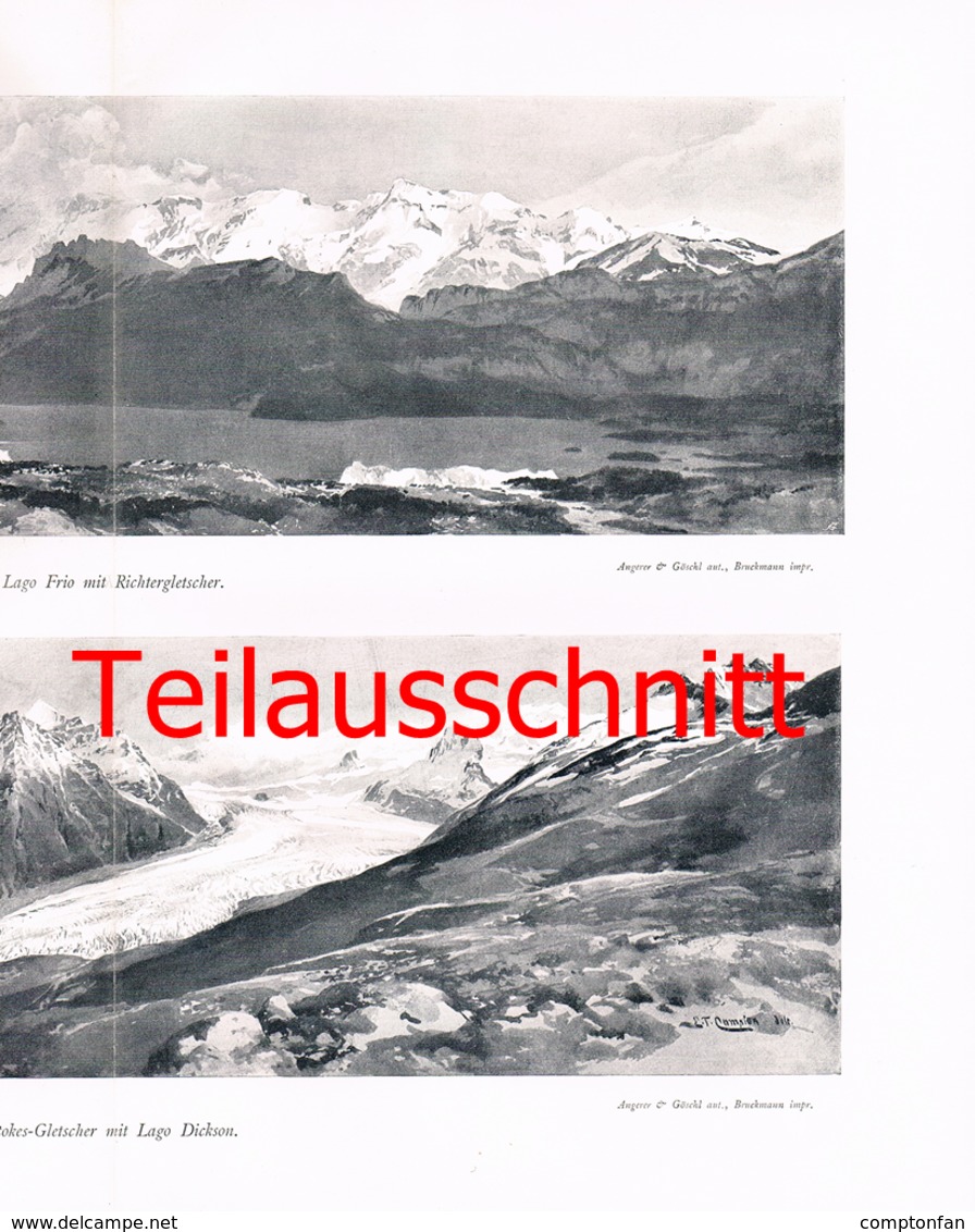 140 E.T.Compton Stokes Gletscher Anden Panorama Druck 1904 - Stiche & Gravuren