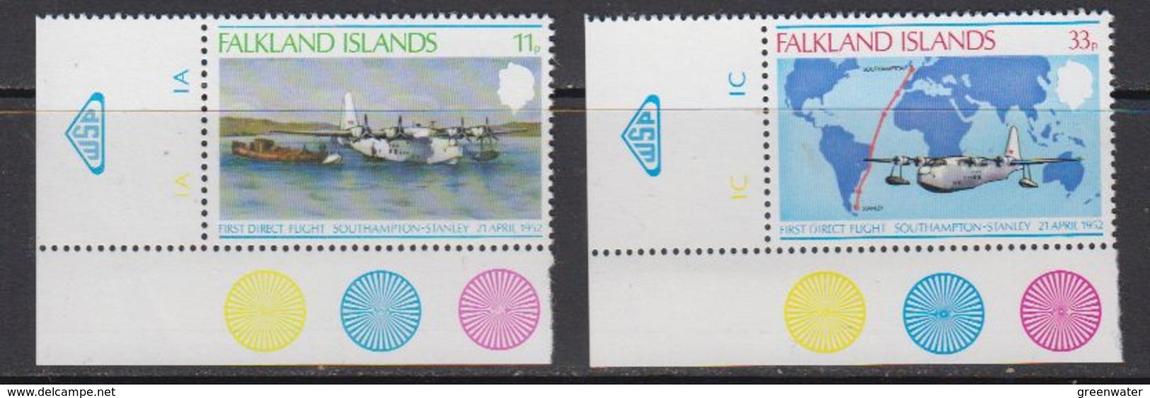 Falkland Islands 1978 Anniversary 1st Direct Flight 2v  (corners "WSP) ** Mnh (41734B) - Falklandeilanden