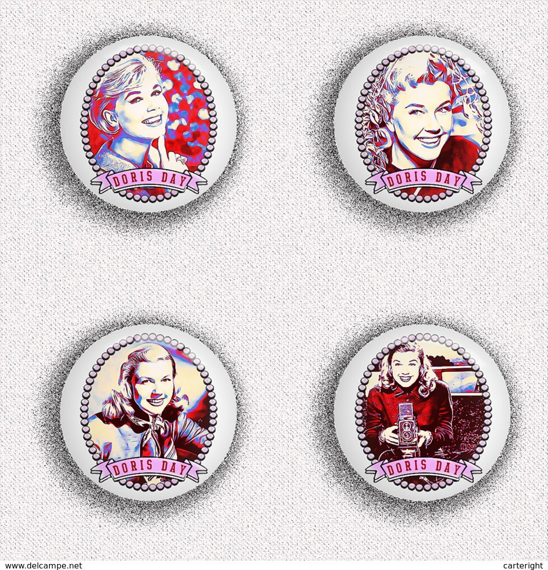 Doris Day Music Movie Film Fan ART BADGE BUTTON PIN SET 6 (1inch/25mm Diameter) 35 X - Music