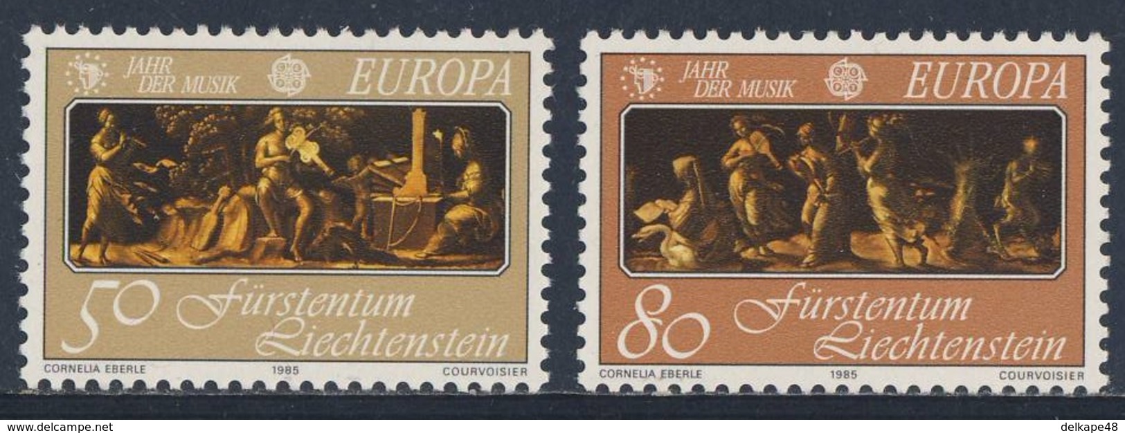 Liechtenstein 1985 Mi 866 /7 YT B807 /8 Sc 804 /5 SG 861 /2 ** Apollo And Muses Playing Music - 18th C. Harpsichord Lid - Mythologie