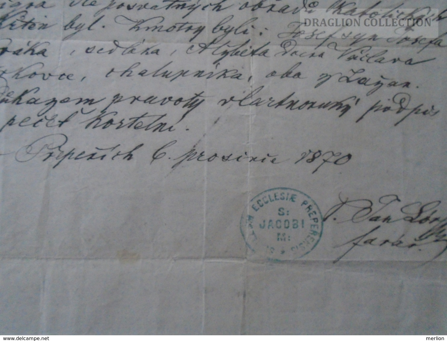 ZA176.21 Old Document Czechia Přepeře (Mladá Boleslav) - Stastneho - Brodske - Novak - 1870 - Naissance & Baptême