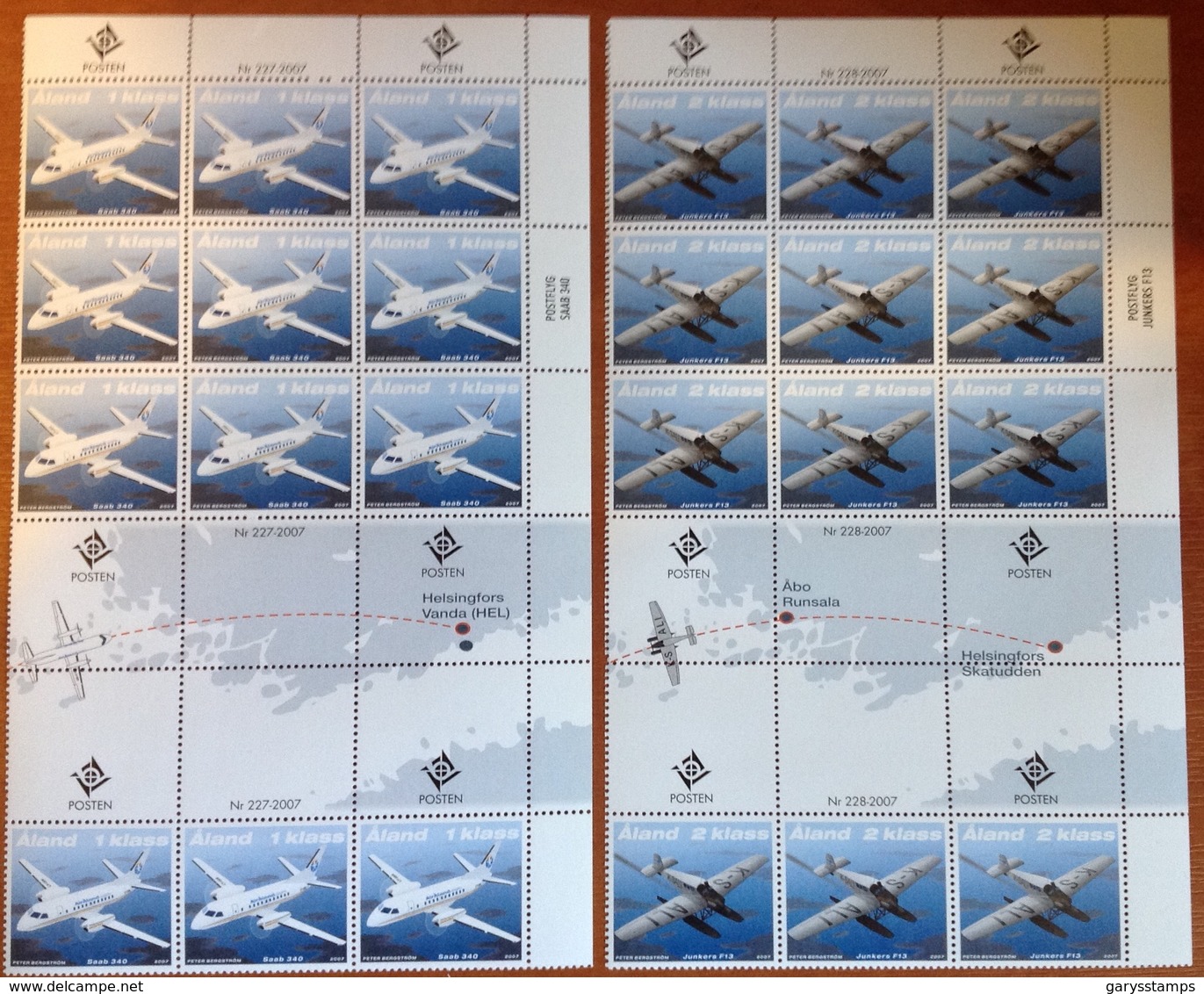 Aland 2007 Air Mail Transport Aircraft Sheetlets MNH - Aland