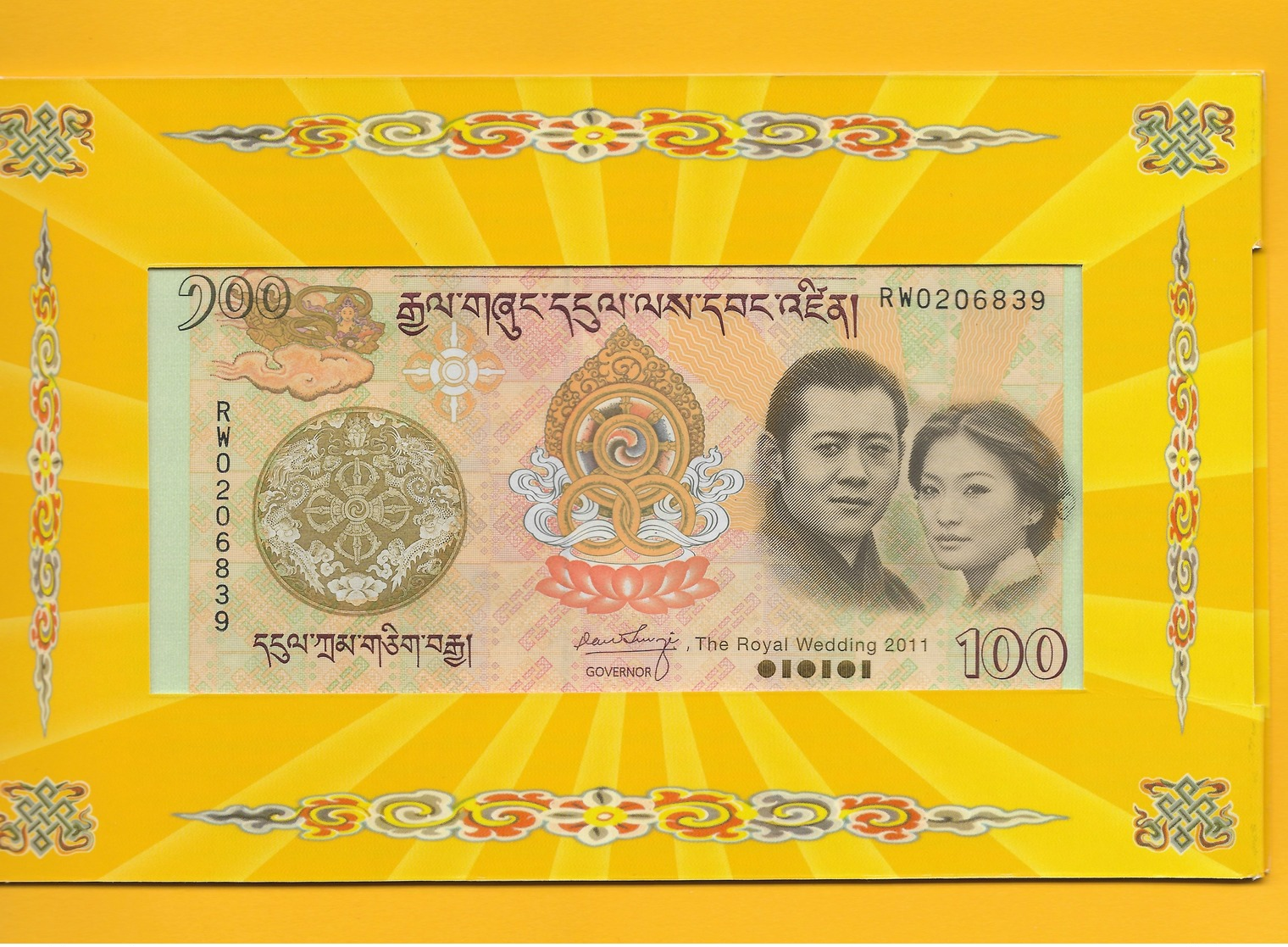 Bhutan 100 Ngultrum P-35 2011 Commemorative Royal Wedding (with Folder) UNC Banknote - Bhután