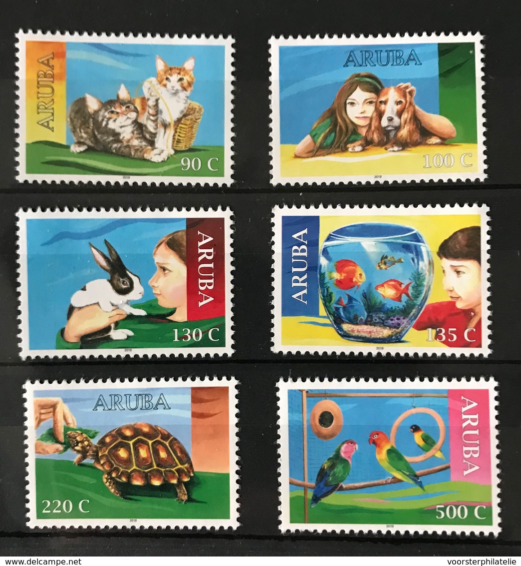 S 310 ++ ARUBA 2018 FAUNA CAT DOG RABBIT PARROT TURTTLE MNH VERY FINE - Curaçao, Nederlandse Antillen, Aruba