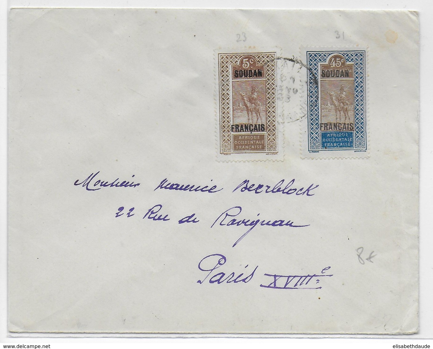 SOUDAN - 1928 - ENVELOPPE De KATI => PARIS - Storia Postale