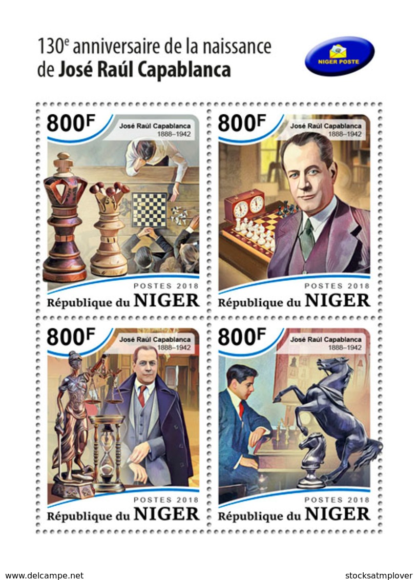 Niger 2018    Jose Raul Capablanca  Chess     S201812 - Niger (1960-...)