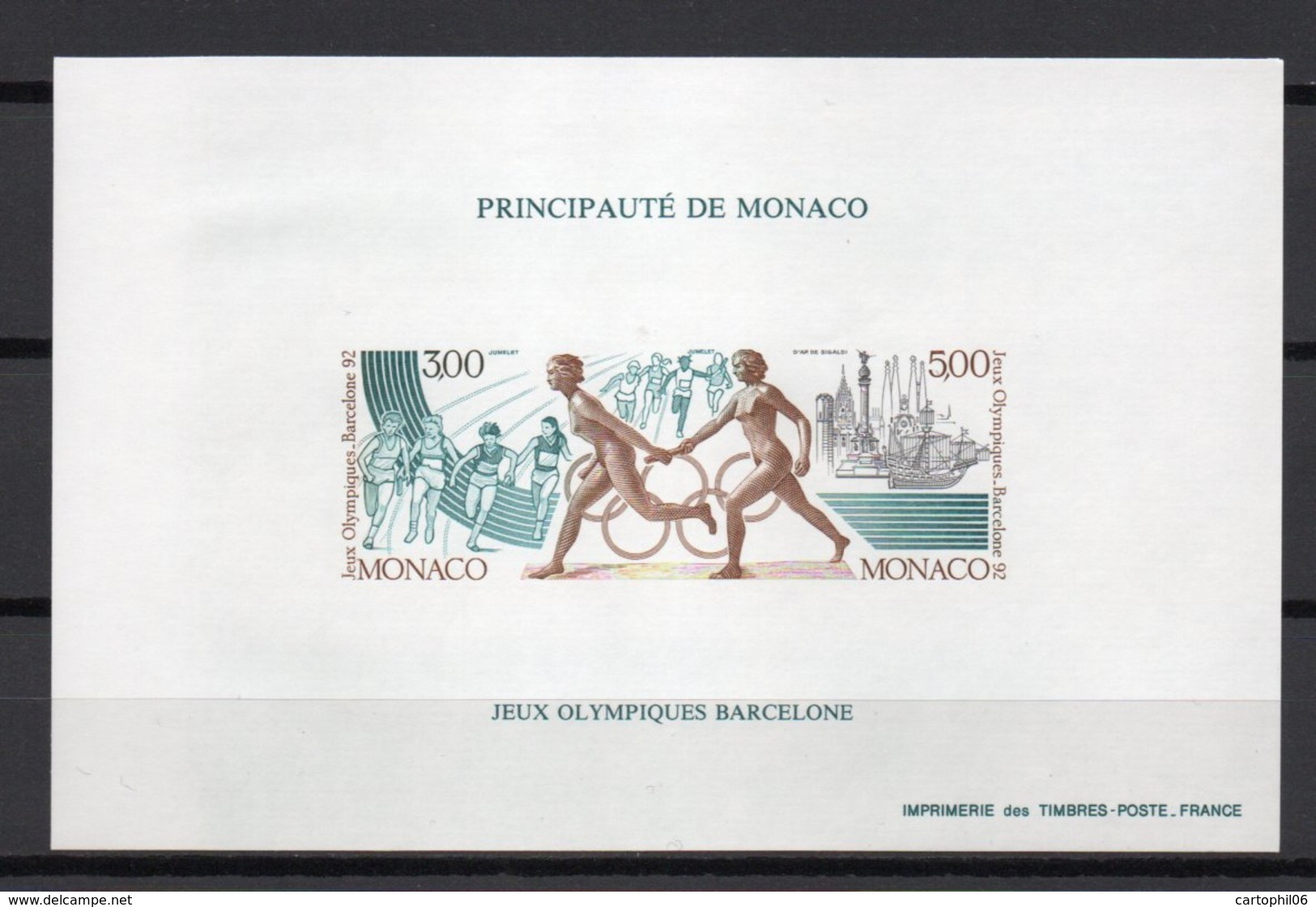 - MONACO Bloc Spécial N° 16a Neuf ** NON DENTELÉ - Jeux Olympiques BARCELONE 1992 - - Blocs