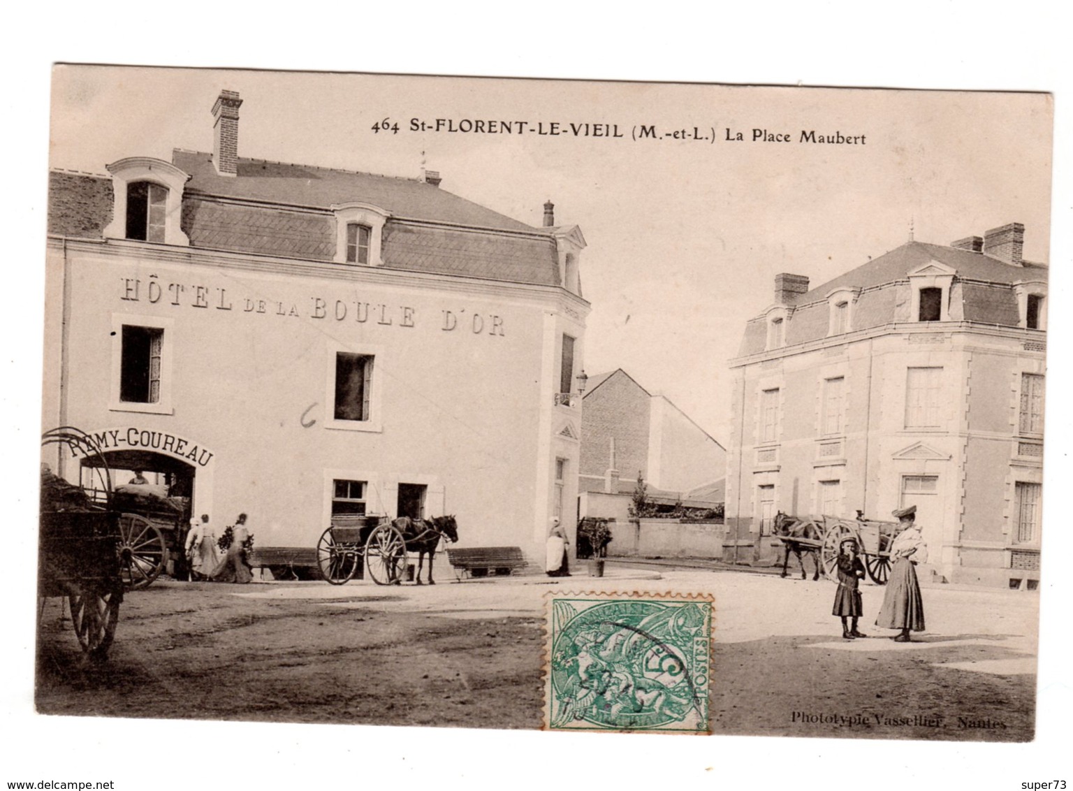 CPA 49 - St Florent Le Vieil ( M Et L ) La Place Maubert , Hôtel De La Boule D'or - Autres & Non Classés