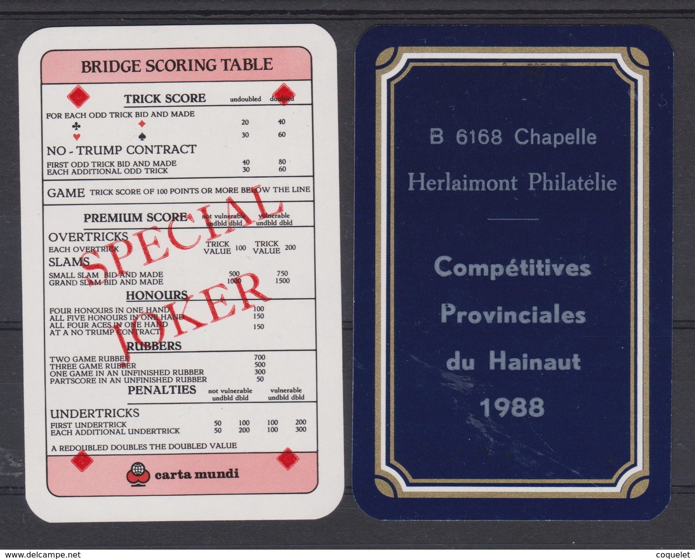 4 Jokers Repiqués à L'occasion De L'Exposition Compétitive Du Hainaut En 1988 à Chapelle Lez Herlaimont - Barajas De Naipe