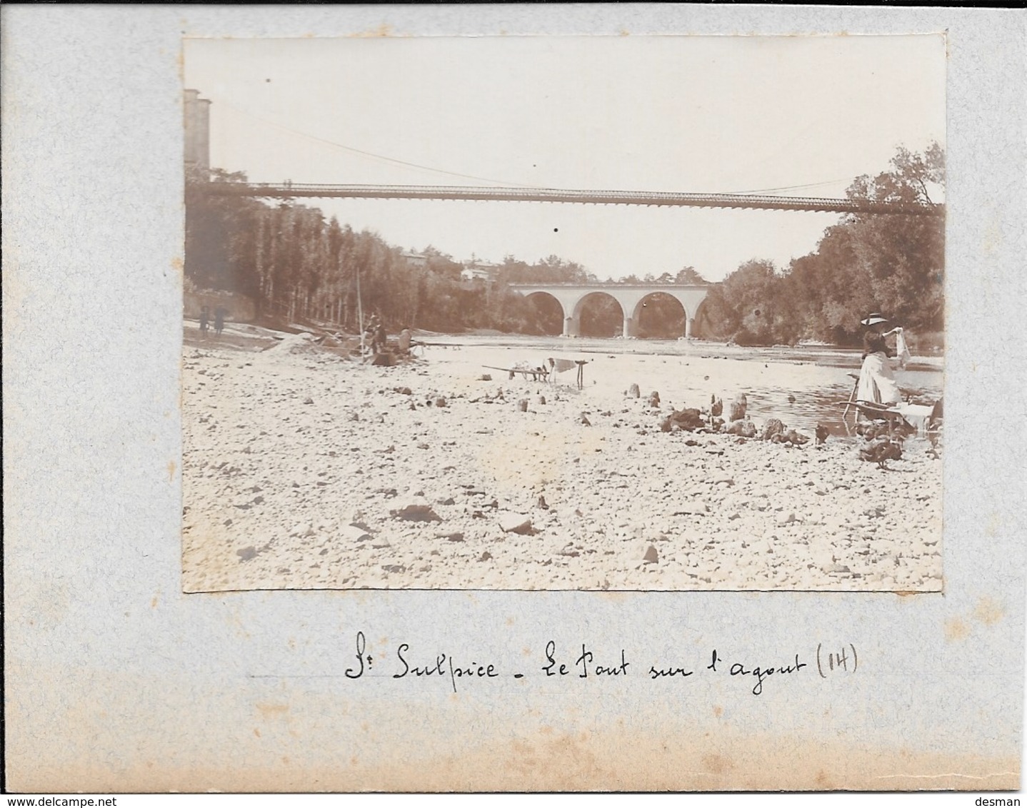 SAINT-SULPICE - Le Pont Sur L'Agout - Les Lavandières - Photo 11 X 8 Cm Sur Carton. - Other & Unclassified