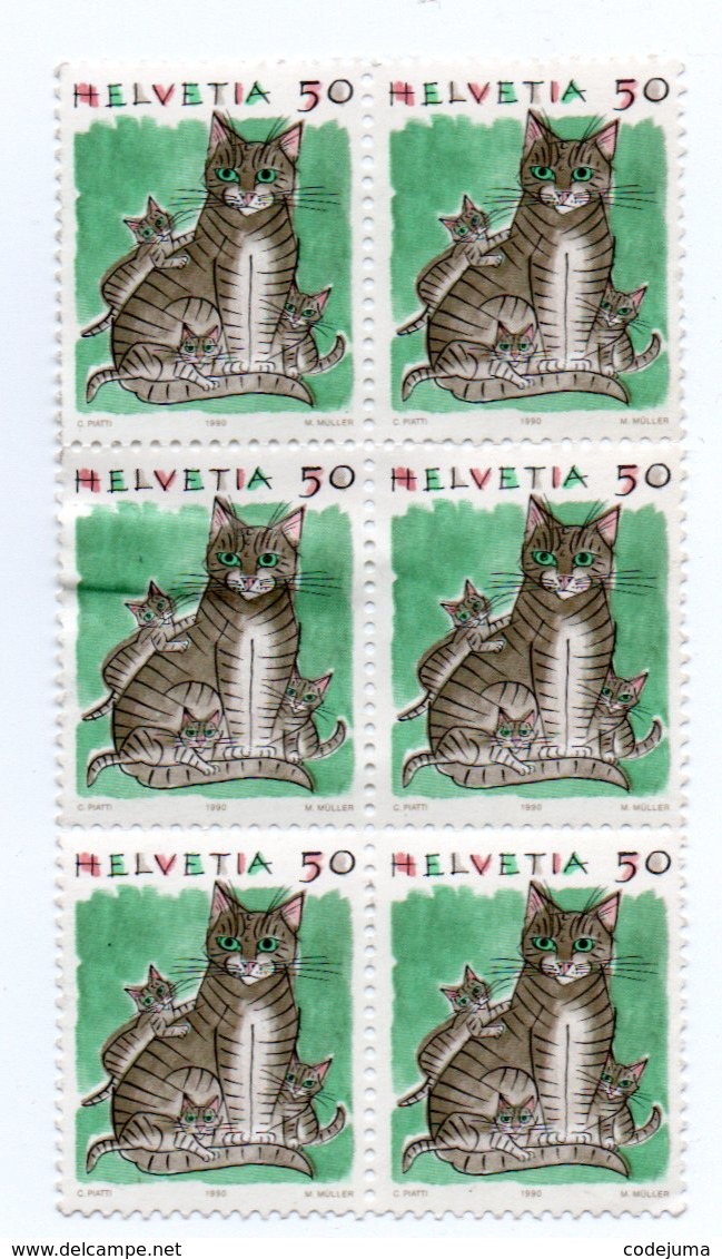 Carnet De 6 Timbres HELVETIA 50 NEUF DE 1990   Chat - Neufs