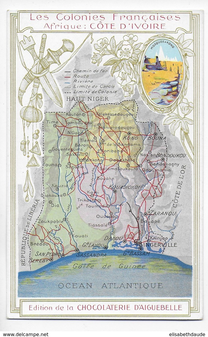 COTE D'IVOIRE - CARTE Des EDITIONS CHOCOLATERIE D'AIGUEBELLE - Storia Postale