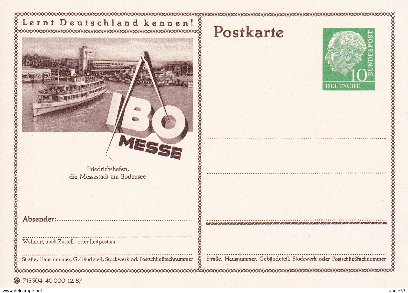 Germany Postkarte Lernt Deutschland Kennen! Friedrichshafen IBO Messe MNH XX 715304 - Geïllustreerde Postkaarten - Ongebruikt