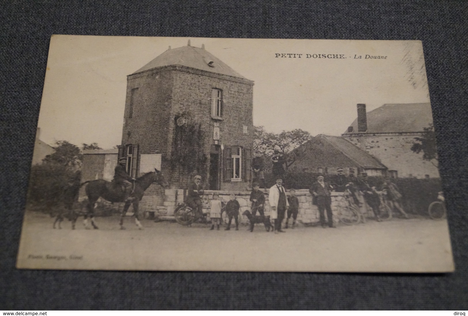 Petit-Doische,la Douane,sur La Moto,Jules Martens Pépinièriste à Doische,collection,RARE,ancienne Carte Postale - Philippeville