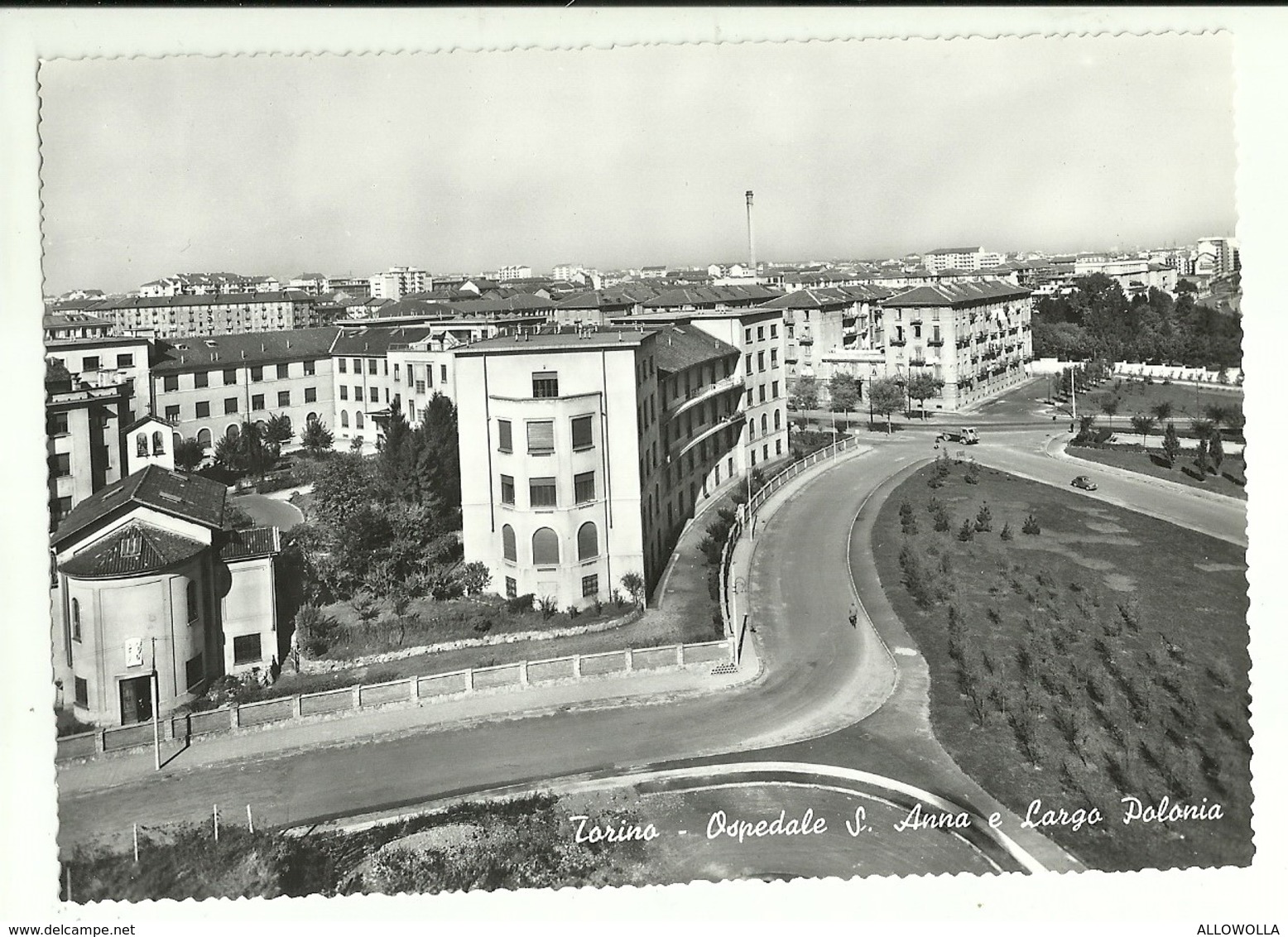 2237 " TORINO - OSPEDALE S. ANNA E LARGO POLONIA-CAMION E VETTURA D'EPOCA " CARTOLINA POSTALE ANIMATA ORIG. NON SPED. - Santé & Hôpitaux