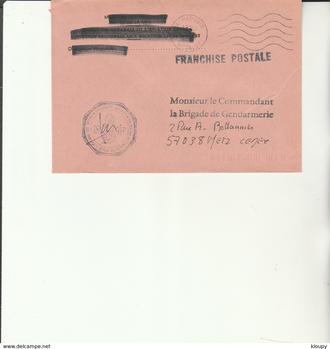 L 3 - Enveloppe  Gendarmerie Des Transports Aériens  De  MONTPELLIER - Cachets Militaires A Partir De 1900 (hors Guerres)