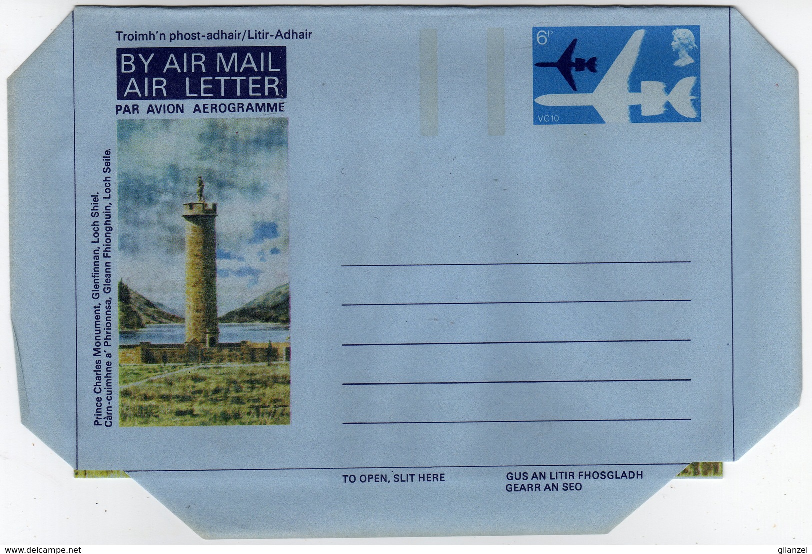 GB Gran Bretagna 1974 Air Letter Prince Charles Monument Glenfinnan Loch Shiel Mint - Interi Postali