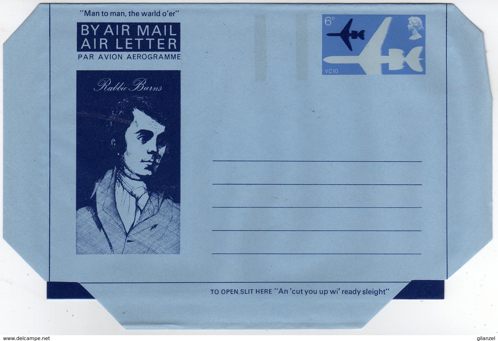 GB Gran Bretagna 1975 Air Letter Rabbie Burns Mint - Interi Postali