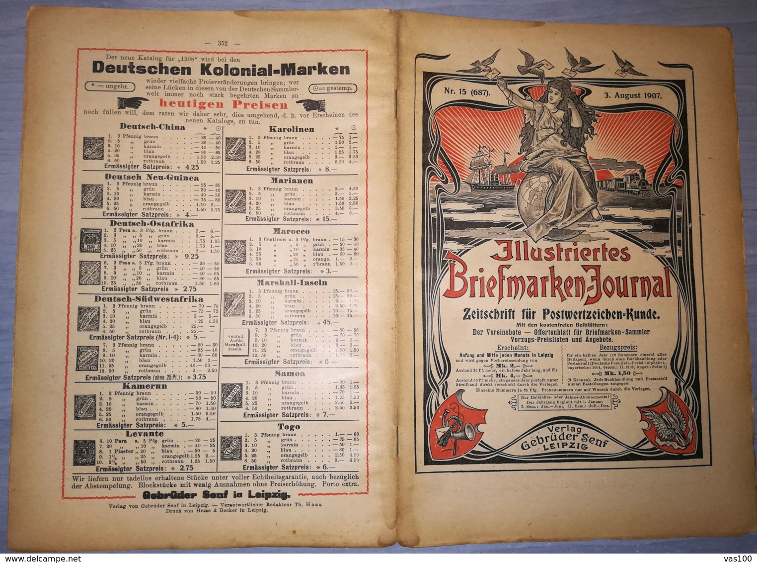 ILLUSTRATED STAMPS JOURNAL- ILLUSTRIERTES BRIEFMARKEN JOURNAL, LEIPZIG, NR 15, AUGUST 1907, GERMANY - Allemand (jusque 1940)