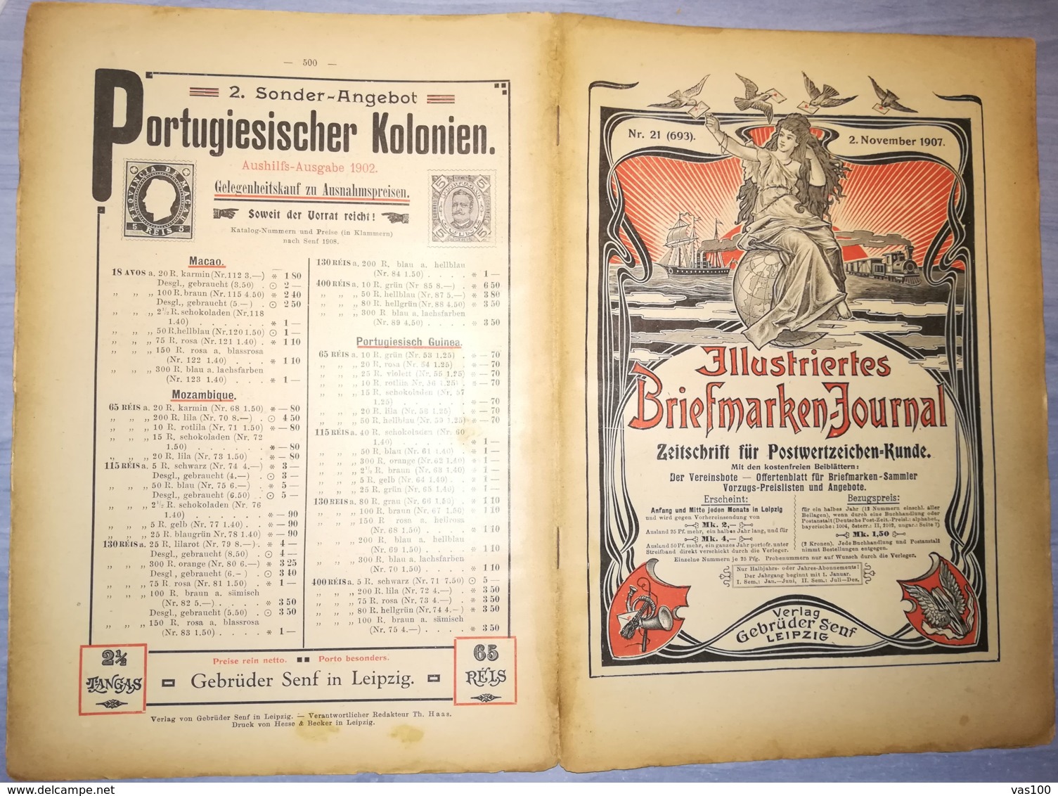 ILLUSTRATED STAMPS JOURNAL- ILLUSTRIERTES BRIEFMARKEN JOURNAL, LEIPZIG, NR 21, NOVEMBER 1907, GERMANY - Tedesche (prima Del 1940)