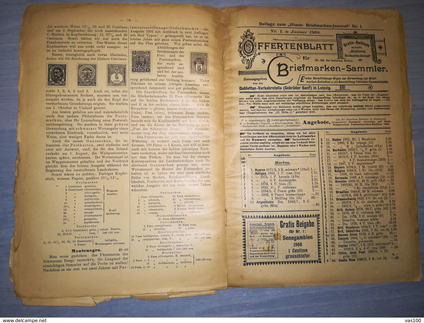 ILLUSTRATED STAMPS JOURNAL- ILLUSTRIERTES BRIEFMARKEN JOURNAL, LEIPZIG, NR 1, JANUARY 1908, GERMANY - Deutsch (bis 1940)