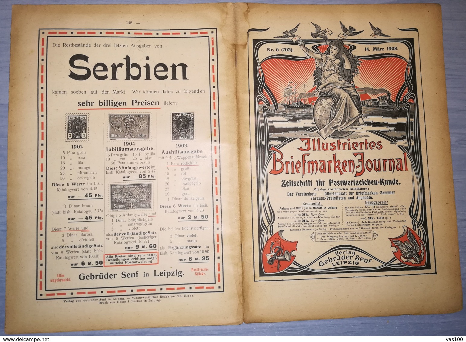 ILLUSTRATED STAMPS JOURNAL- ILLUSTRIERTES BRIEFMARKEN JOURNAL, LEIPZIG, NR 6, MARCH 1908, GERMANY - Alemán (hasta 1940)