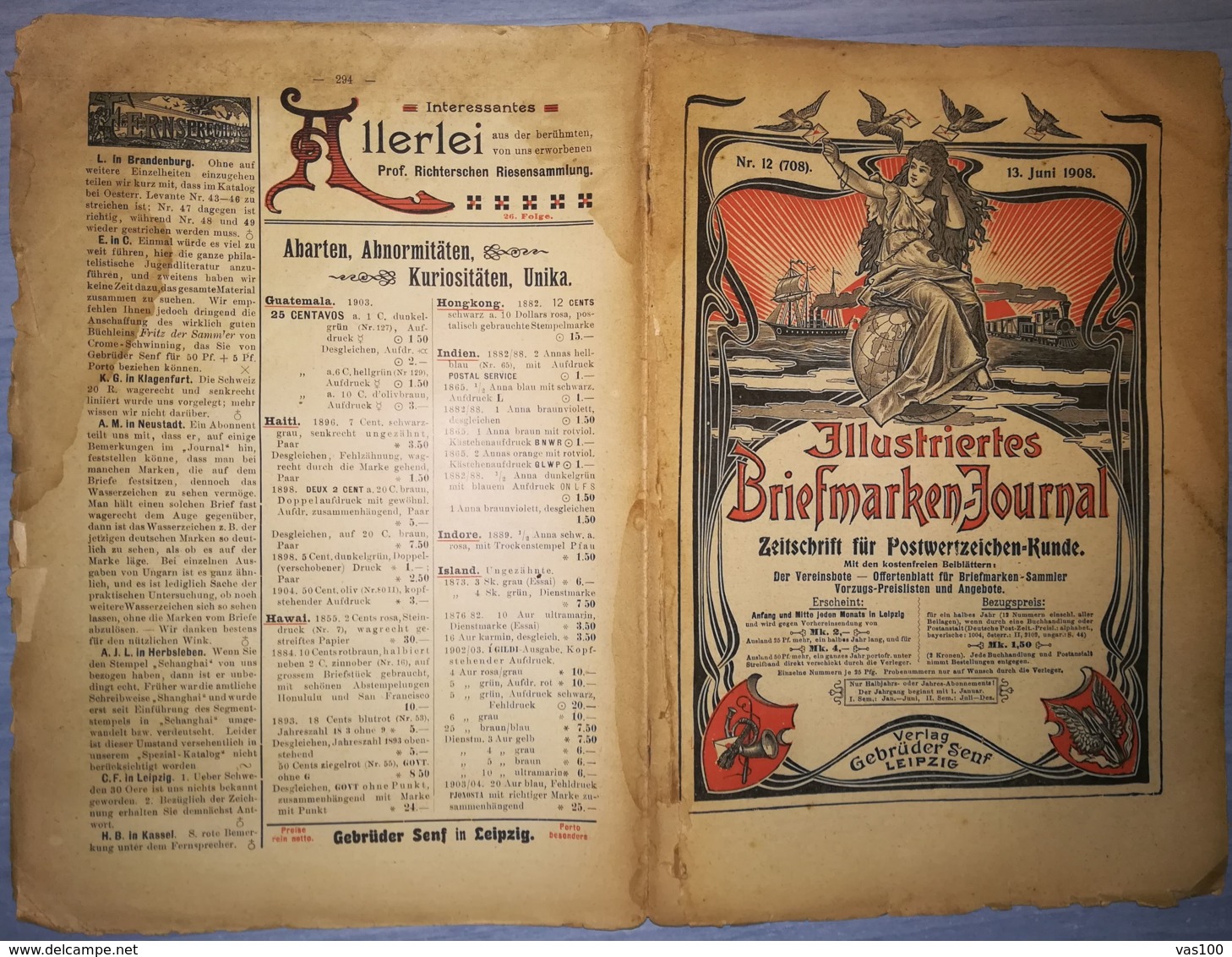 ILLUSTRATED STAMPS JOURNAL- ILLUSTRIERTES BRIEFMARKEN JOURNAL, LEIPZIG, NR 12, JUNE 1908, GERMANY - Tedesche (prima Del 1940)