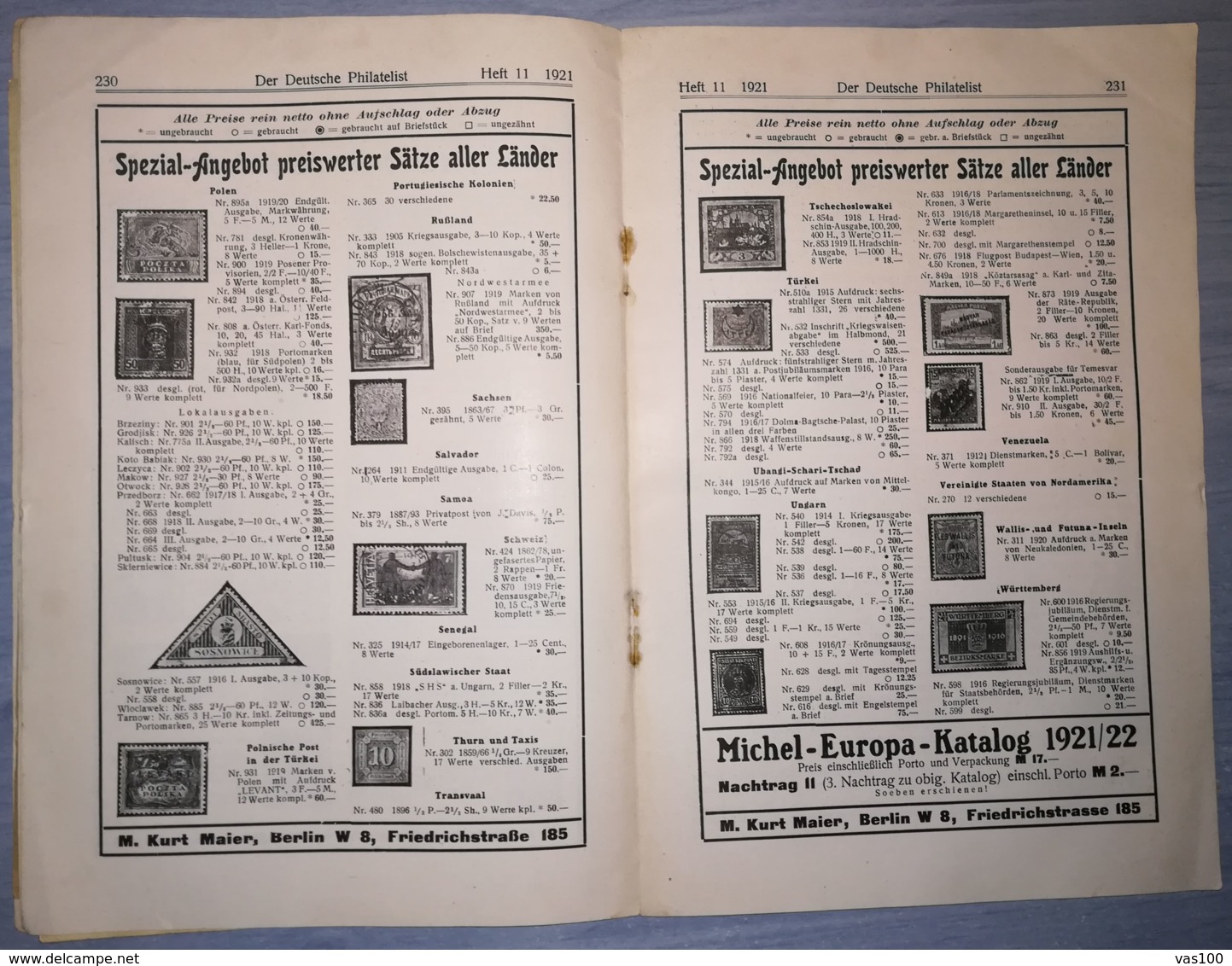 THE GERMAN PHILATELIST- DER DEUTSCHE PHILATELIST MAGAZINE, BERLIN, NR 11, JANUARY 1922, GERMANY - Tedesche (prima Del 1940)