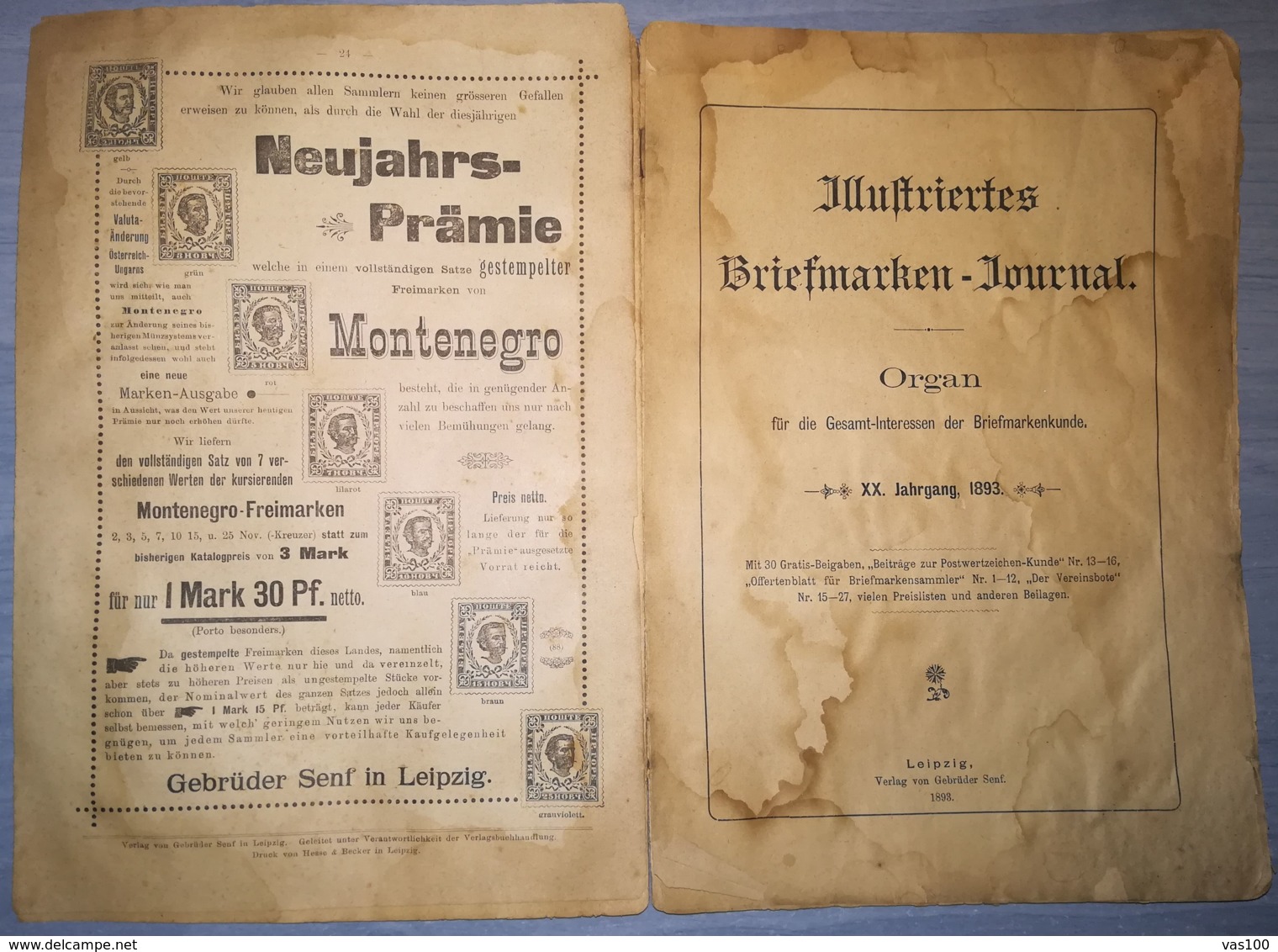 ILLUSTRATED STAMPS JOURNAL- ILLUSTRIERTES BRIEFMARKEN JOURNAL MAGAZINE, LEIPZIG, NR 1, JANUARY 1893, GERMANY - Alemán (hasta 1940)
