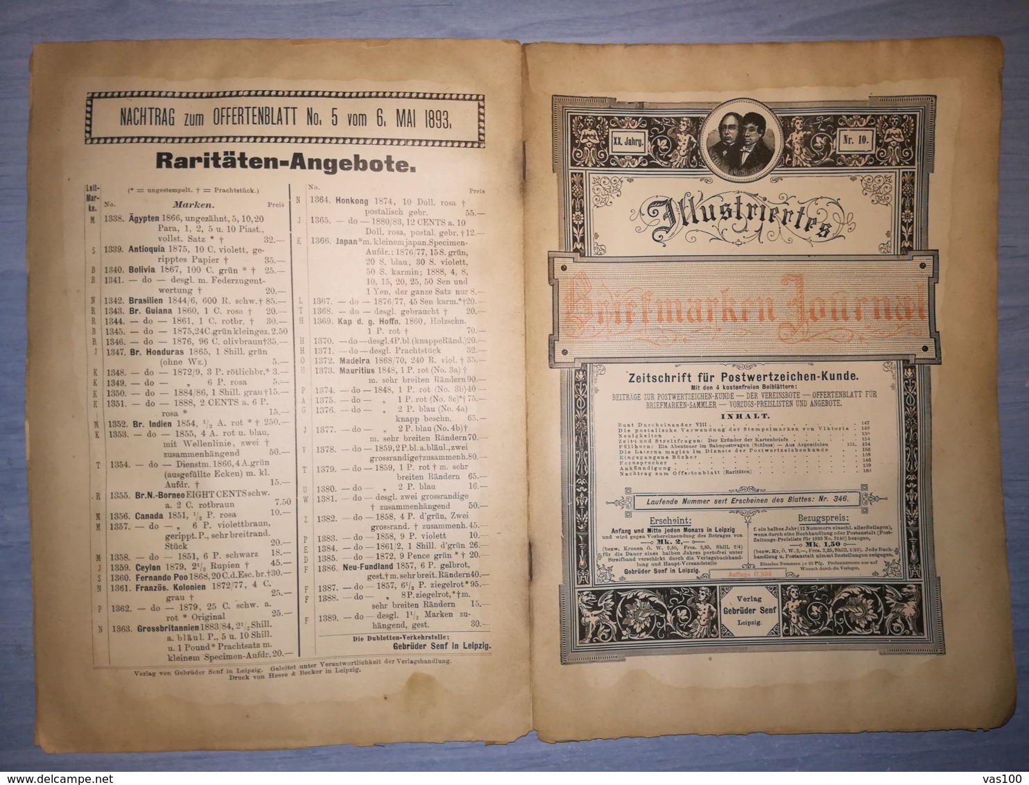 ILLUSTRATED STAMPS JOURNAL- ILLUSTRIERTES BRIEFMARKEN JOURNAL MAGAZINE, LEIPZIG, NR 10, MAY 1893, GERMANY - Deutsch (bis 1940)