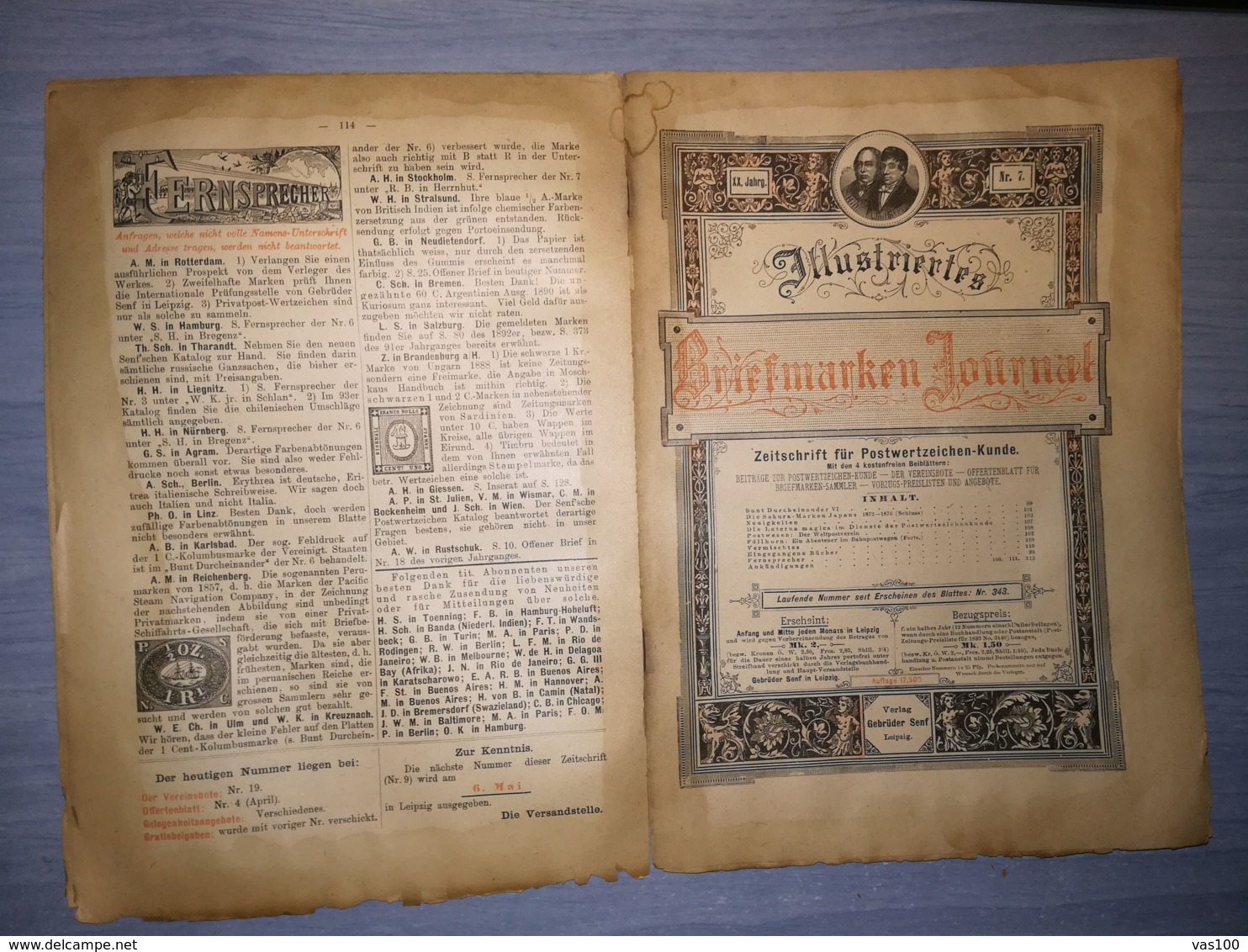 ILLUSTRATED STAMPS JOURNAL- ILLUSTRIERTES BRIEFMARKEN JOURNAL MAGAZINE, LEIPZIG, NR 7, APRIL 1893, GERMANY - Tedesche (prima Del 1940)