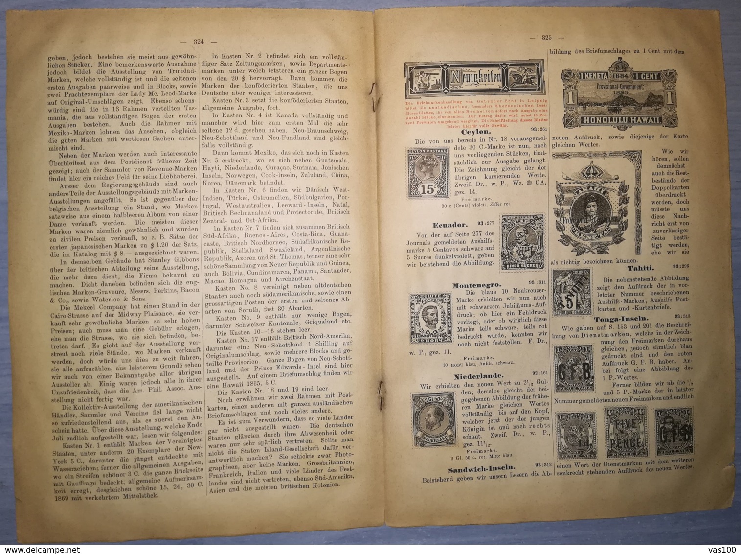 ILLUSTRATED STAMPS JOURNAL- ILLUSTRIERTES BRIEFMARKEN JOURNAL MAGAZINE, LEIPZIG, NR 22, NOVEMBER 1893, GERMANY - Tedesche (prima Del 1940)